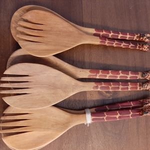 Hand crafted Kenyan Giraffe Cook/Serve Utensils